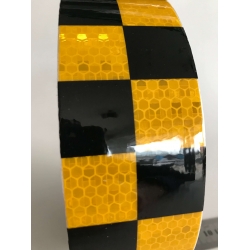 Taśma odblaskowa 5x100cm czarno / żółte szachownica